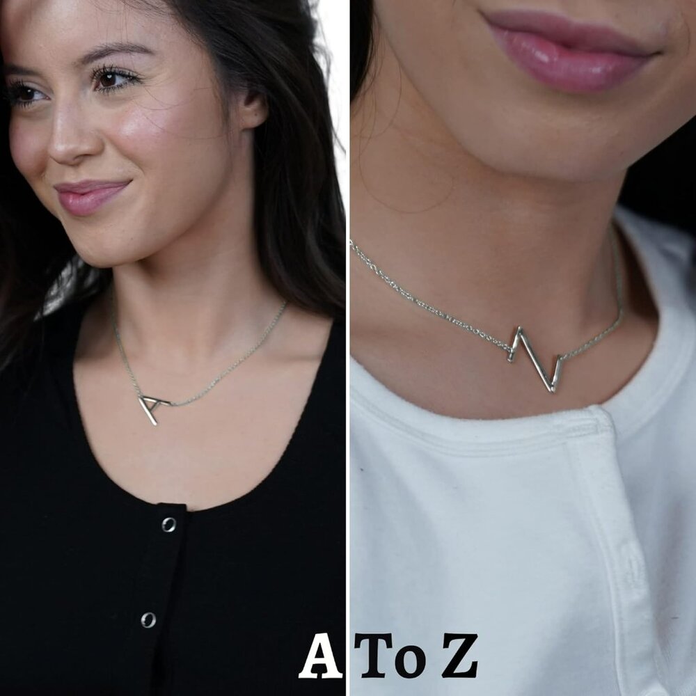 Sterling Silver Sideways Initial Necklace - Initi… - image 4